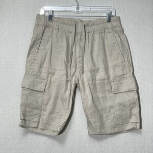 Vince Men's Linen Blend cargo Short in Tan Size Small